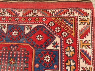 As found: old Turkish Bergama rug measuring 4'10"x 6'9" in pretty good condition.  Thanks for looking!                