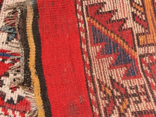 As found: old Turkish Bergama rug measuring 4'10"x 6'9" in pretty good condition.  Thanks for looking!                