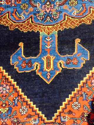 Nice turn of the century or perhaps older Bijar measuring 4'5"x 6'8". Rug is longer by 3 inches on one side, hence the crookedness. More pics available upon request.  Thanks.  