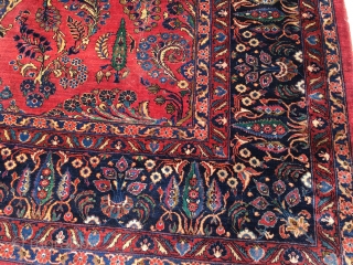 12'4"x 23'8" 1938-1944 over sized Persian Sarouk with two small low area's, after market fringe sewn on, needs binding wrapped in a few small places, has no micturition smells or stains, wool  ...