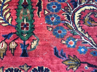 12'4"x 23'8" 1938-1944 over sized Persian Sarouk with two small low area's, after market fringe sewn on, needs binding wrapped in a few small places, has no micturition smells or stains, wool  ...