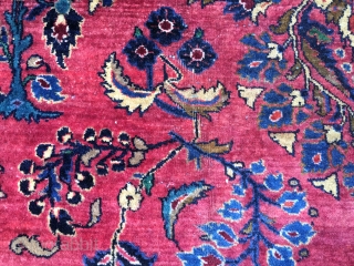 12'4"x 23'8" 1938-1944 over sized Persian Sarouk with two small low area's, after market fringe sewn on, needs binding wrapped in a few small places, has no micturition smells or stains, wool  ...