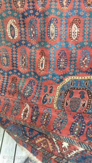 6’x 10’ old Beshir. You could make a strong case for this rug being cut and shut, but it doesn’t appear to be. Thanks         