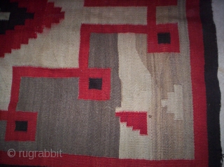 The Rug Pickers find as found: A 1920's Navajo measuring 77"x 53", has some bleeding, normal wear and tear associated with a textile of this age, both sides have the same intensity  ...