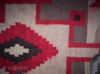 The Rug Pickers find as found: A 1920's Navajo measuring 77"x 53", has some bleeding, normal wear and tear associated with a textile of this age, both sides have the same intensity  ...