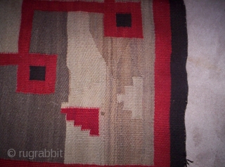 The Rug Pickers find as found: A 1920's Navajo measuring 77"x 53", has some bleeding, normal wear and tear associated with a textile of this age, both sides have the same intensity  ...