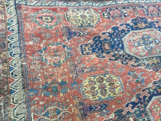 7'10"x 8'4" 1880's antique Soumak in need of restoration.  Having said that, rug is beautiful and is all there. More pics available upon request.  Thanks.      