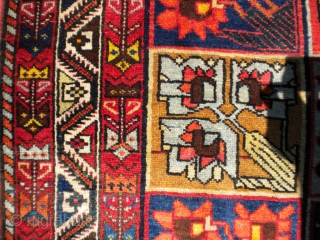 Here is a gorgeous 1920's Bakhtiari in the oversized 4'x6' size range.  The size is 4'3"x6'6".  Great Garden Tribal rug!  Thanks!         