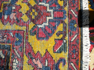 Here is a thick piled, squarish Bakhtiari from the 1940's, with beautiful colors, tip top shape.  The size is 5'3"x6'4".  Nice rug!  Thanks!       