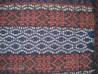 Here is a beautiful turn of the century Baluchi flatwoven rug with multiple styles of weaving, a great specimen, finely woven, size is 5'x8'11", in great condition.  Thanks!    