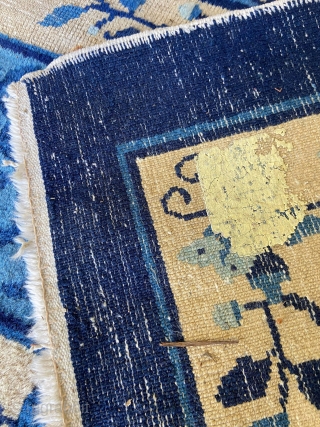 10’5”x 13’ old Mongol/Peking rug in good condition except for a little bits of wear that you can see in one of the pics. Also has some low pile in an area  ...