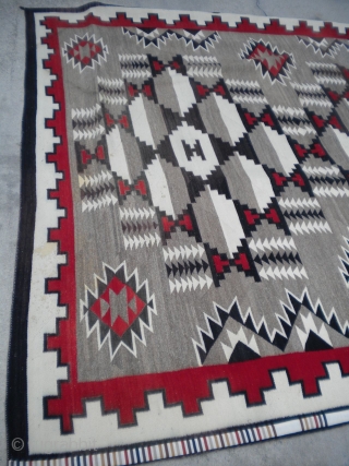 The Rug Pickers find as found: A vintage regional Navajo measuring 9x 12 in near mint condition...has a few spots that need to be removed....no bleeding, holes, tears, or old repairs.   ...