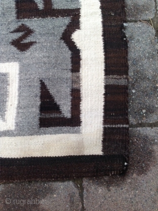 The Rug Pickers find as found: A vintage regional Navajo measuring 4'10"x 7'3", which is lovely in every way except for two or three tiny less than dime size spots that won't  ...