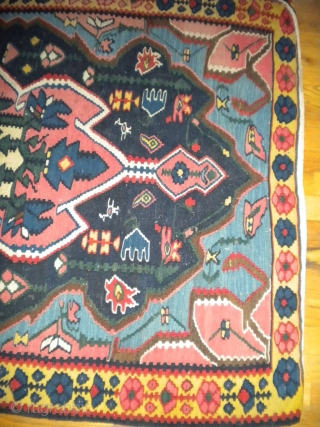 For sale is my semi-antique Bijar kilim in good shape, has a tendency to want to curl under and over on some of the corners (in other words, doesn't exactly lay flat  ...