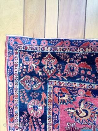 Rug Pickers find as found: A 1900's to 1920's Persian Sarouk in very good condition measuring 10'7"x 14'2".               