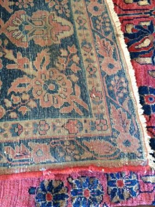 Rug Pickers find as found: A 1900's to 1920's Persian Sarouk in very good condition measuring 10'7"x 14'2".               