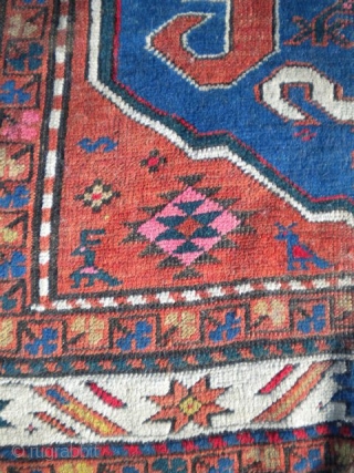 For sale is this beautiful 4'2"x8' 1900's Caucasian cloud-band design rug probably from Karabagh or Kazak.  The rug needs some reweaving on one side (at the bottom...see main picture) needs selvidge  ...