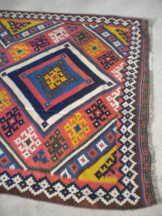 A nice vintage Qashghai Kilim, size is 5'8"x13'3", in great condition.                      