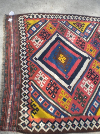 A nice vintage Qashghai Kilim, size is 5'8"x13'3", in great condition.                      