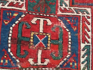 Pretty 5’9”x 4’4” Caucasian Key Hole Design. Possibly Armenian. Rug has scattered wear, few old repair jobs. Nice rug              