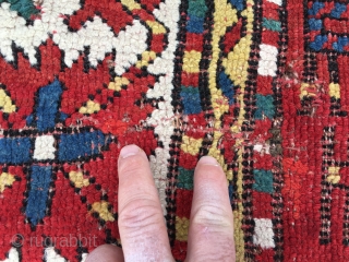 Pretty 5’9”x 4’4” Caucasian Key Hole Design. Possibly Armenian. Rug has scattered wear, few old repair jobs. Nice rug              