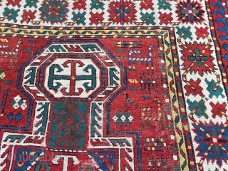 Pretty 5’9”x 4’4” Caucasian Key Hole Design. Possibly Armenian. Rug has scattered wear, few old repair jobs. Nice rug              