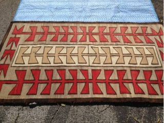 Rug-Pickers find as found: A turn of the century Navajo, measuring 43"x80", in good condition except for old patch (see picture). There is wear which is normal for a rug of this  ...