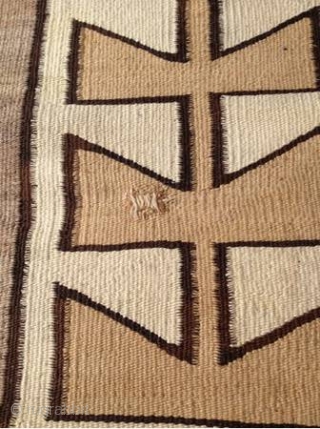 Rug-Pickers find as found: A turn of the century Navajo, measuring 43"x80", in good condition except for old patch (see picture). There is wear which is normal for a rug of this  ...
