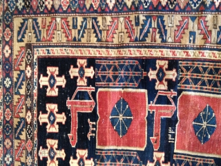  ANTIQUE SHIRVAN KARAKAGSHLI  CIRCA 1880 VEG COLORS MISS 1 CM ON THE HAED SIZE 98/165 CM               