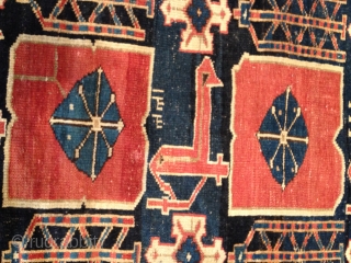  ANTIQUE SHIRVAN KARAKAGSHLI  CIRCA 1880 VEG COLORS MISS 1 CM ON THE HAED SIZE 98/165 CM               