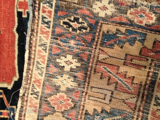  ANTIQUE SHIRVAN KARAKAGSHLI  CIRCA 1880 VEG COLORS MISS 1 CM ON THE HAED SIZE 98/165 CM               