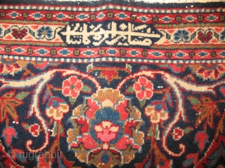 KASHAN CIRCA 1900
Good condition 
Good weaving 
Rare Design
SIGNED AS YOU CAN SEE AT PHOTO
SIZE 131 X 203
                