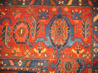 An antique kuba rug very wide border.mint condition graet colors,late 19 ch size 135-280cm                   