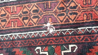 High quality antique sistan baloch with very rich colors.Size 290x133 cm.Very soft and smooth. Almost 70 years old. There is two very small holes but I will repair it very good.  