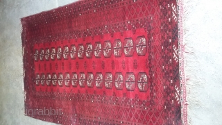 Old turkmen mori gul rug with karakol wool. Size 200x124 cm                      