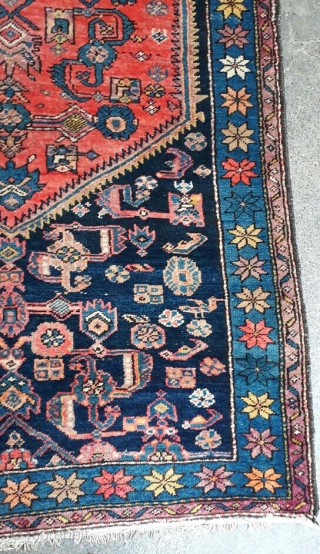 Old karabaghi rug from Iran with beautiful colors and design. Size 325x113 cm                    