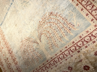 A TABRIZ SILK RUG.IN GOOD CONDITION AND PILE.                         