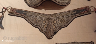 SOLD Antique Ottoman handwork horse saddle kit,full set ,full Handwork embroidery.collectibles very Rare pieces.
Museum quality.
woven on leather. silver and metallic embroidery.

Contact : mkose73@hotmail.com          