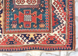 Kazak Karachov with Bordjalou border --- circa 1870 --- 117 cm. X 185 cm.                   