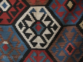 Caucasian large size kilim. Size: 7' x 11' 2" - 216 cm x 342 cm.
                  