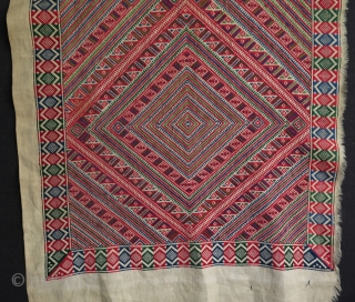 Balkan fine silk embroidered panel. Some small stains. Size: 114 cm x 40 cm - 16" x 45"               