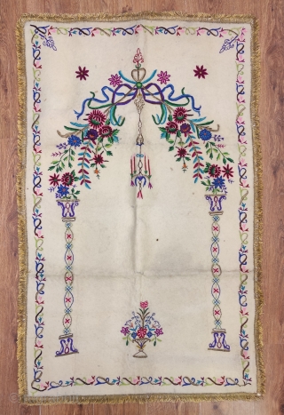 Antique Ottoman Silk and metallic yarn embroidered Felt Praying Mat collection. l have thirteen of them.                 