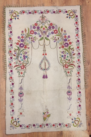 Antique Ottoman Silk and metallic yarn embroidered Felt Praying Mat collection. l have thirteen of them.                 