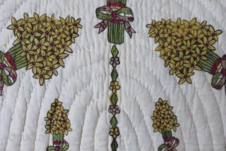 Anatolian - East Turkey - Tokat block print quilted child blanket. Decorated with hyacinth bucket flowers in the form an " Apsis" and "Mihrap". A tradition of in the region still survives  ...