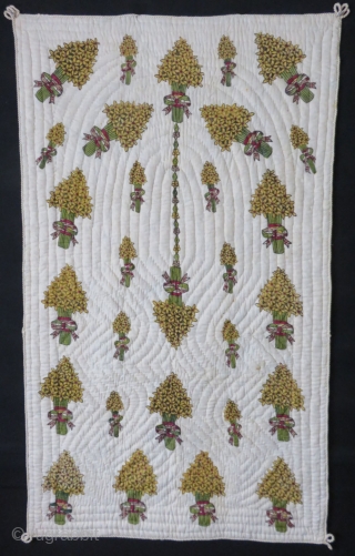 Anatolian - East Turkey - Tokat block print quilted child blanket. Decorated with hyacinth bucket flowers in the form an " Apsis" and "Mihrap". A tradition of in the region still survives  ...