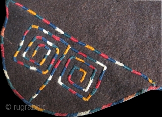 Turkmenistan - Yomud natural brown felt winter ceremonial horse blanket. double needle cross wool embroidery on felt. circa 1900. Size 92" X 75" - 235 cm X 193 cm with side flaps. 