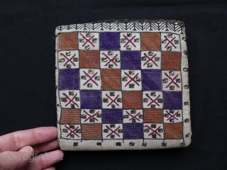Ottoman silk and metallic embroidered hand bag. Some stains inside and some wears as can be seen on photos.              