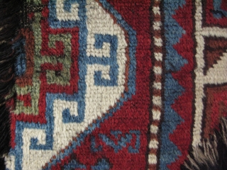 Caucasian rug fragment. Great silky wool. Size 16" x 31.5" - 40 cm x 80 cm.                 