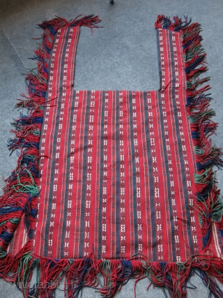 Turkmenistan - YOMUD Tribal horse blanket. Very fine warp faced weave with fine wool and natural colors and traditional designs. Covered with brown felt on the back side. All natural colors. It  ...