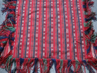 Turkmenistan - YOMUD Tribal horse blanket. Very fine warp faced weave with fine wool and natural colors and traditional designs. Covered with brown felt on the back side. All natural colors. It  ...